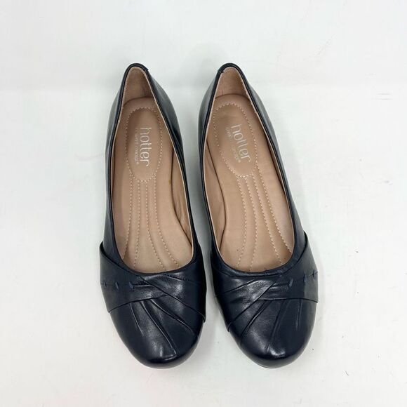 Hotter Petunia Pumps Womens 8.5 Navy Blue Slip-On Wedge Heel Round Toe - Picture 5 of 10